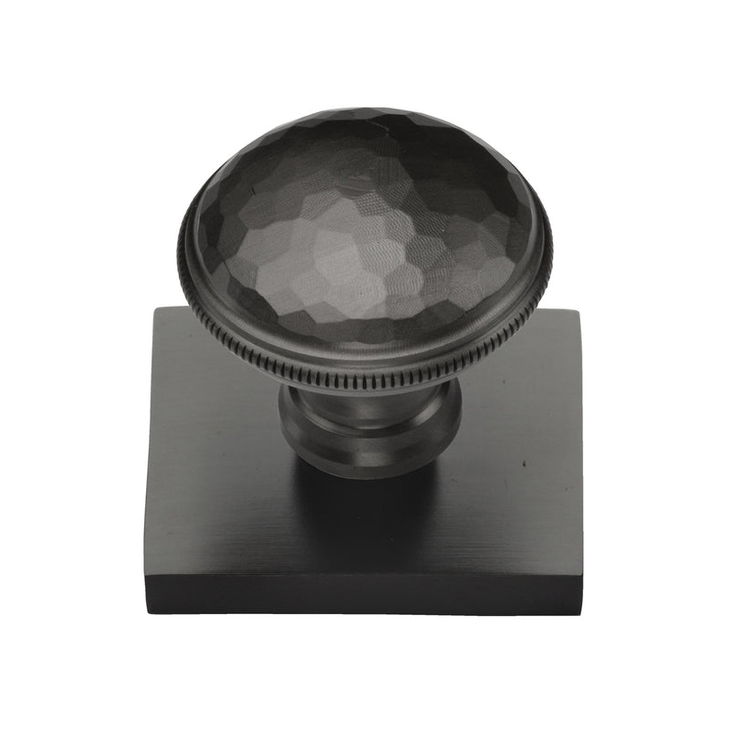 Heritage Brass Diamond Cut Cabinet Knob with Square Backplate