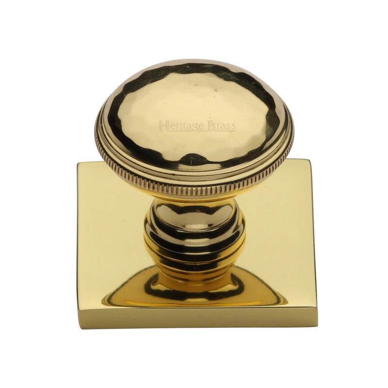 Heritage Brass Diamond Cut Cabinet Knob with Square Backplate