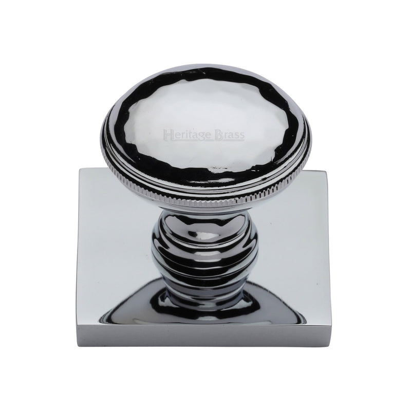 Heritage Brass Diamond Cut Cabinet Knob with Square Backplate