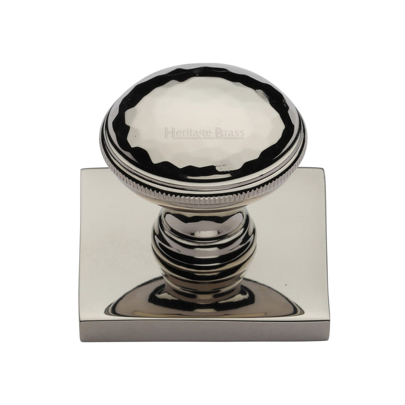 Heritage Brass Diamond Cut Cabinet Knob with Square Backplate