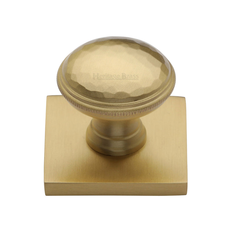 Heritage Brass Diamond Cut Cabinet Knob with Square Backplate