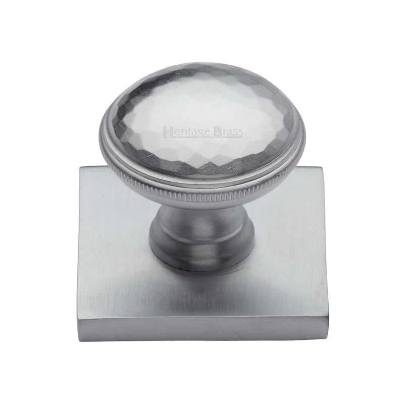 Heritage Brass Diamond Cut Cabinet Knob with Square Backplate