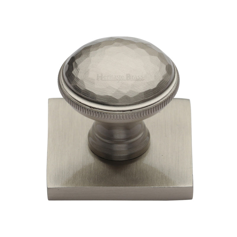 Heritage Brass Diamond Cut Cabinet Knob with Square Backplate