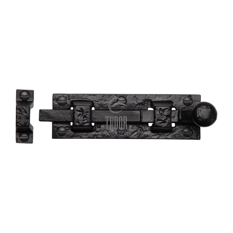 Tudor Ball End Door Bolt Straight Black Iron