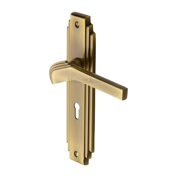 Heritage Brass Tiffany Door Handle on Plate