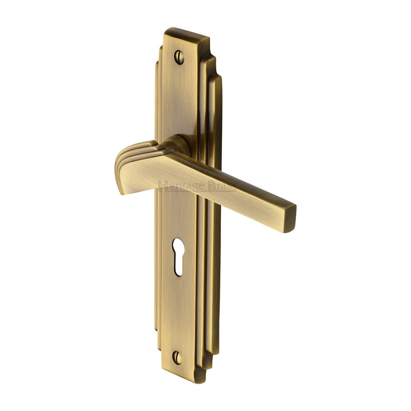 Heritage Brass Tiffany Door Handle on Plate