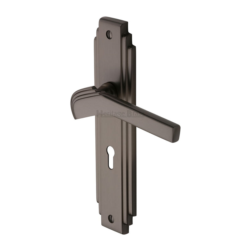 Heritage Brass Tiffany Door Handle on Plate