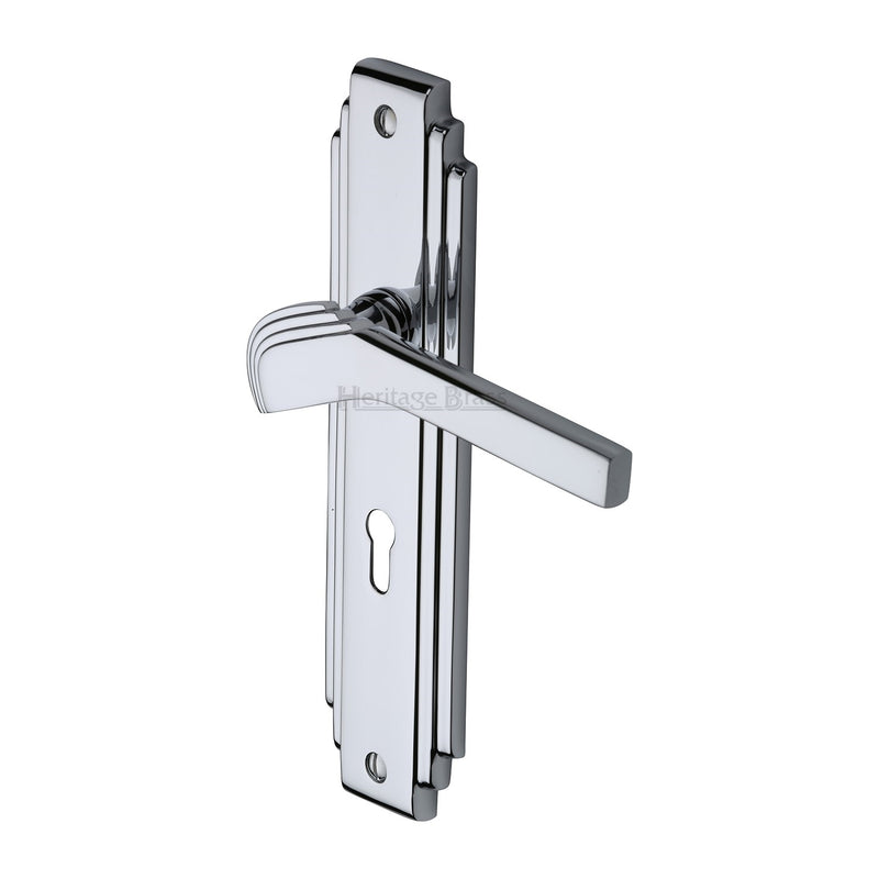 Heritage Brass Tiffany Door Handle on Plate