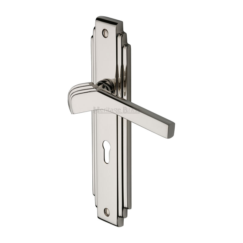 Heritage Brass Tiffany Door Handle on Plate