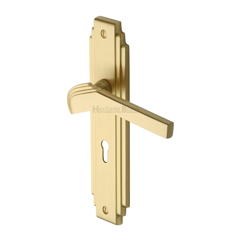 Heritage Brass Tiffany Door Handle on Plate