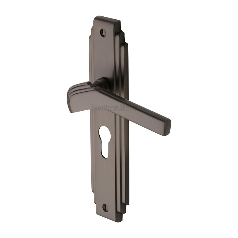 Heritage Brass Tiffany Door Handle on Plate