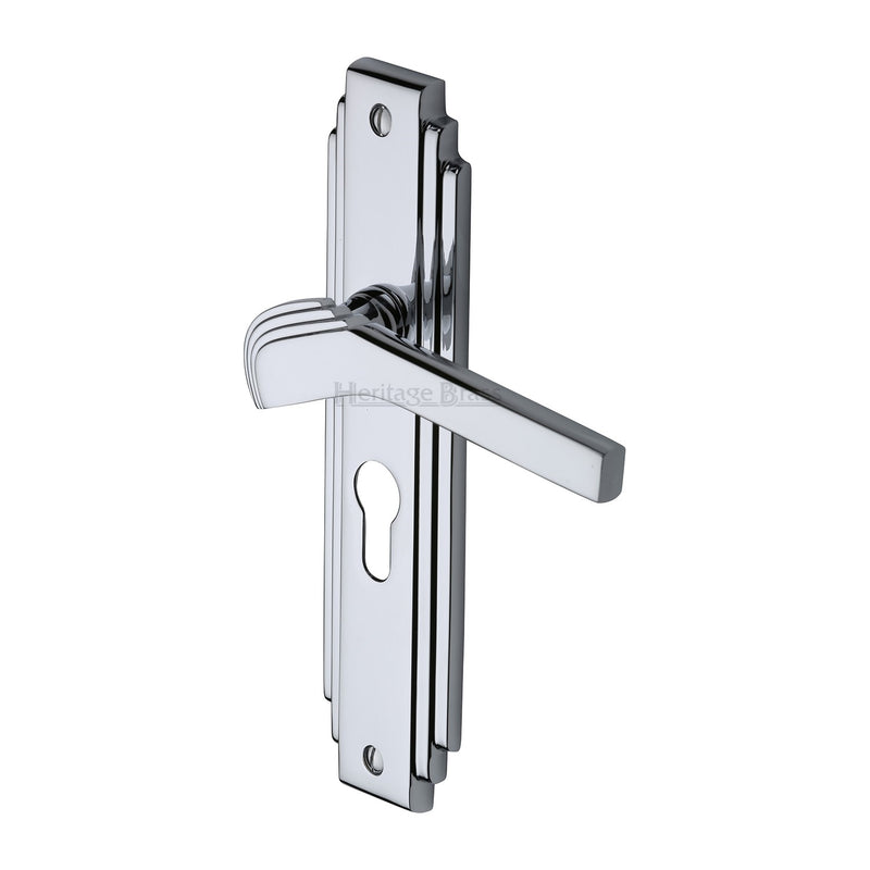 Heritage Brass Tiffany Door Handle on Plate