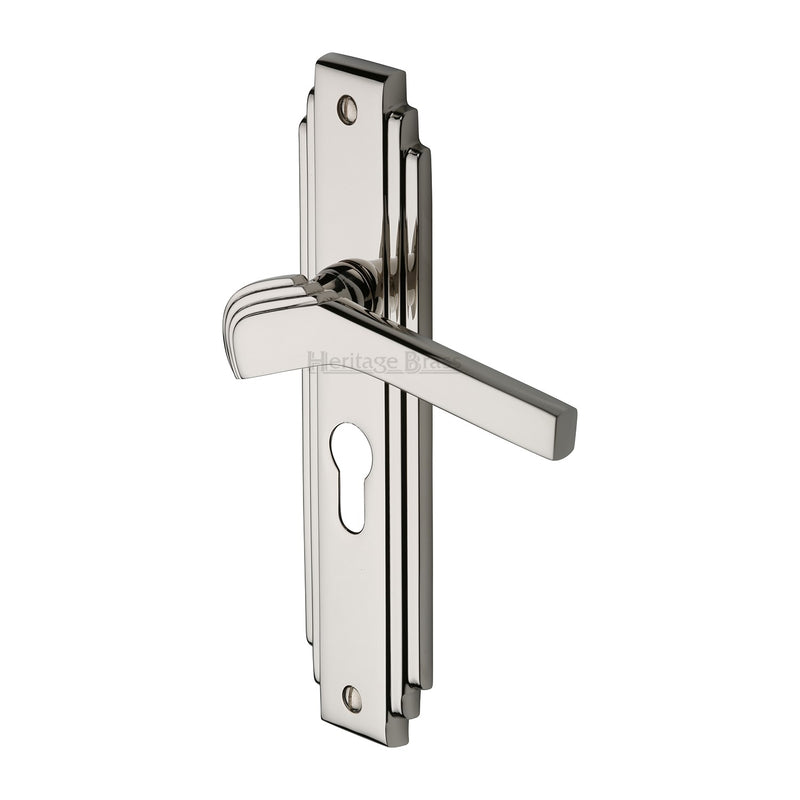 Heritage Brass Tiffany Door Handle on Plate