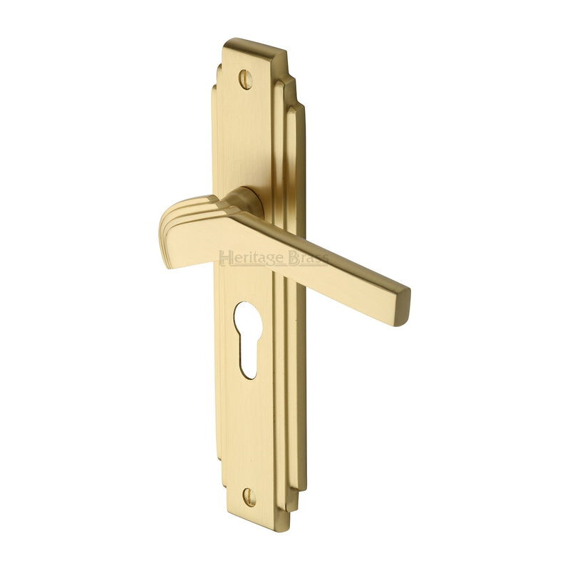 Heritage Brass Tiffany Door Handle on Plate