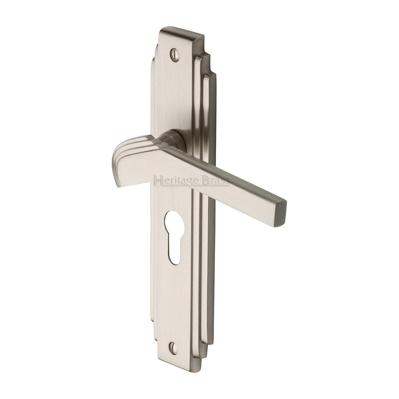 Heritage Brass Tiffany Door Handle on Plate