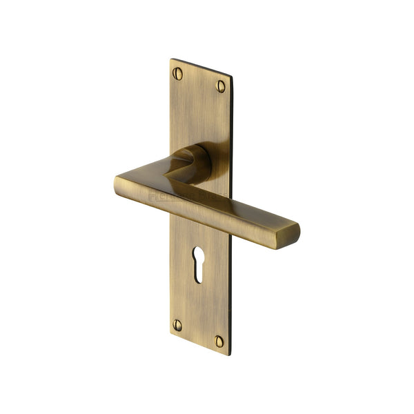Heritage Brass Trident Door Handle on Plate