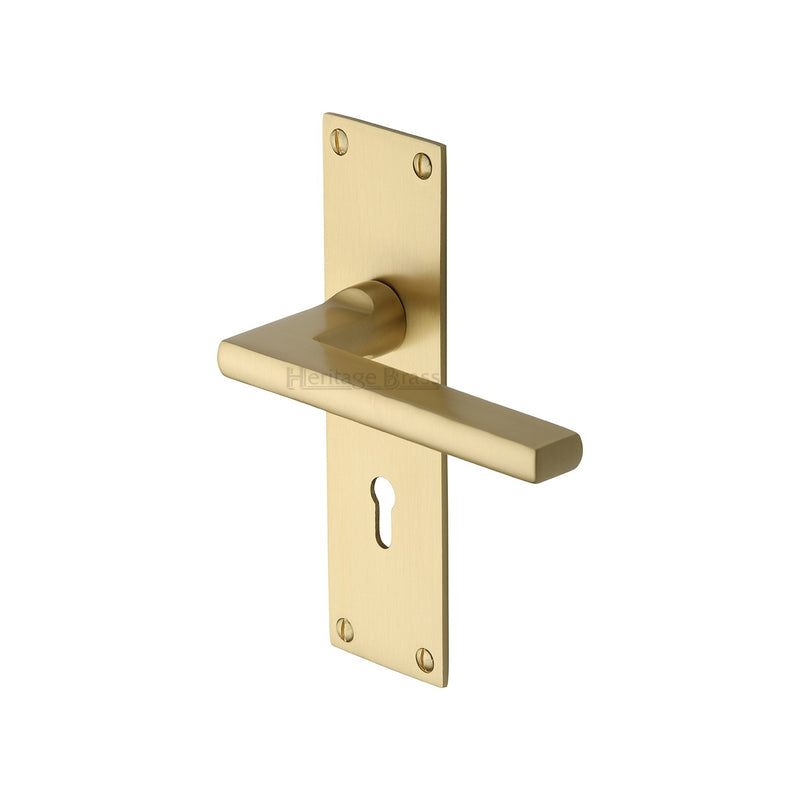 Heritage Brass Trident Door Handle on Plate