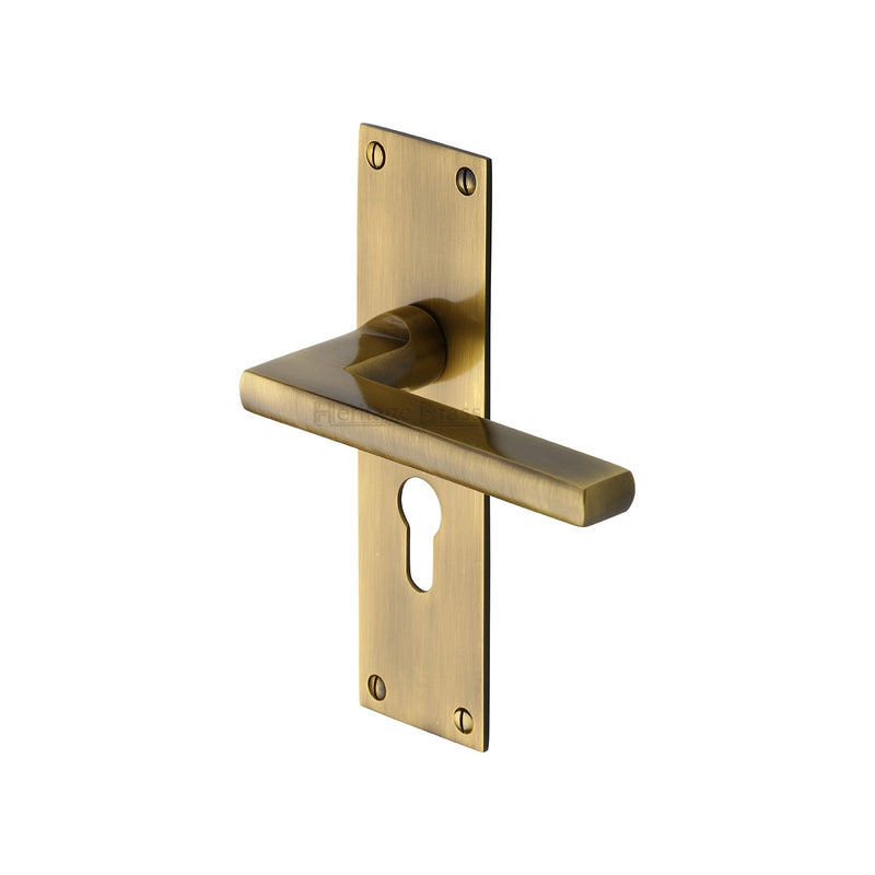 Heritage Brass Trident Door Handle on Plate