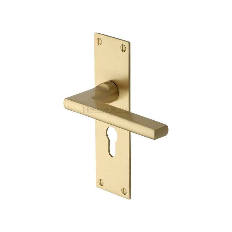 Heritage Brass Trident Door Handle on Plate