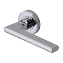 Heritage Brass Trident Door Handle on Round Rose