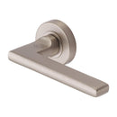 Heritage Brass Trident Door Handle on Round Rose
