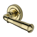 Heritage Brass Colonial Reeded Door Handle on Round Rose