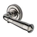 Heritage Brass Colonial Reeded Door Handle on Round Rose