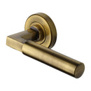 Heritage Brass Bauhaus Door Handle on Round Rose