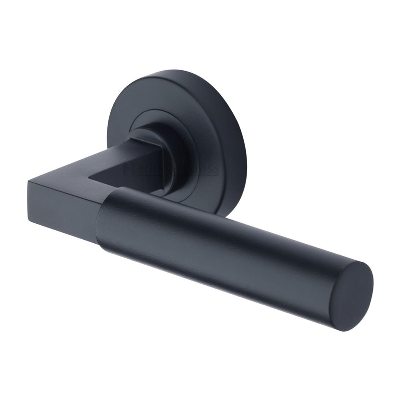 Heritage Brass Bauhaus Door Handle on Round Rose