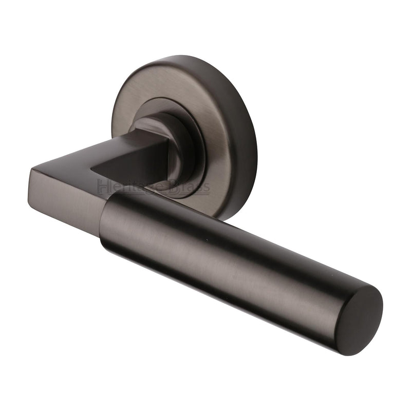 Heritage Brass Bauhaus Door Handle on Round Rose