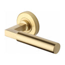 Heritage Brass Bauhaus Door Handle on Round Rose