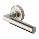 Heritage Brass Bauhaus Door Handle on Round Rose