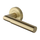 Heritage Brass Bauhaus Mitre Door Handle on Round Rose