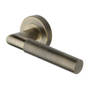 Heritage Brass Bauhaus Mitre Knurled Door Handle on Round Rose