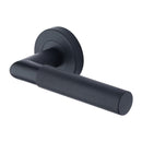 Heritage Brass Bauhaus Mitre Knurled Door Handle on Round Rose