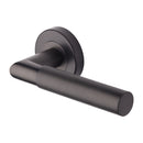 Heritage Brass Bauhaus Mitre Knurled Door Handle on Round Rose
