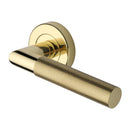 Heritage Brass Bauhaus Mitre Knurled Door Handle on Round Rose