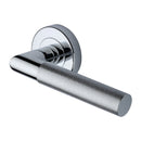 Heritage Brass Bauhaus Mitre Knurled Door Handle on Round Rose