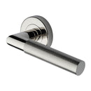 Heritage Brass Bauhaus Mitre Knurled Door Handle on Round Rose