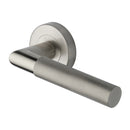 Heritage Brass Bauhaus Mitre Knurled Door Handle on Round Rose