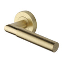 Heritage Brass Bauhaus Mitre Reeded Door Handle on Round Rose