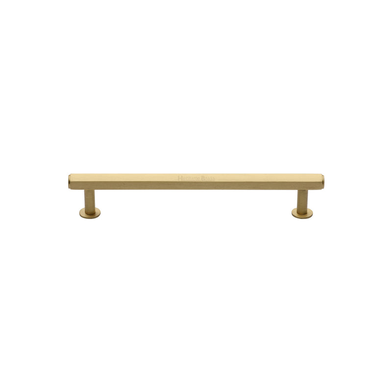 Heritage Brass Hexagon Cabinet Pull Handle with Rose