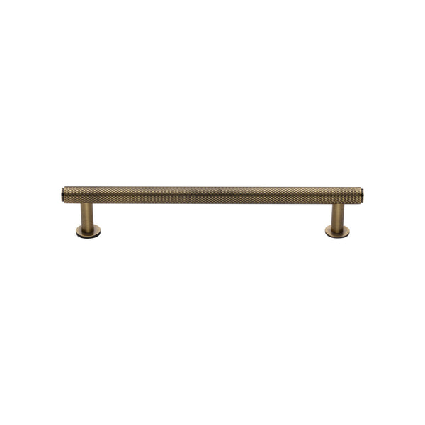 Heritage Brass Knurled Cabinet Pull Handle with Rose