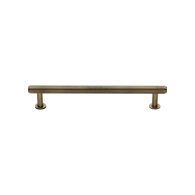 Heritage Brass Knurled Cabinet Pull Handle with Rose