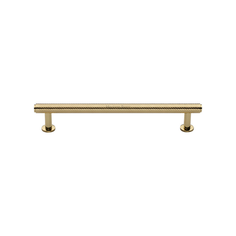Heritage Brass Knurled Cabinet Pull Handle with Rose