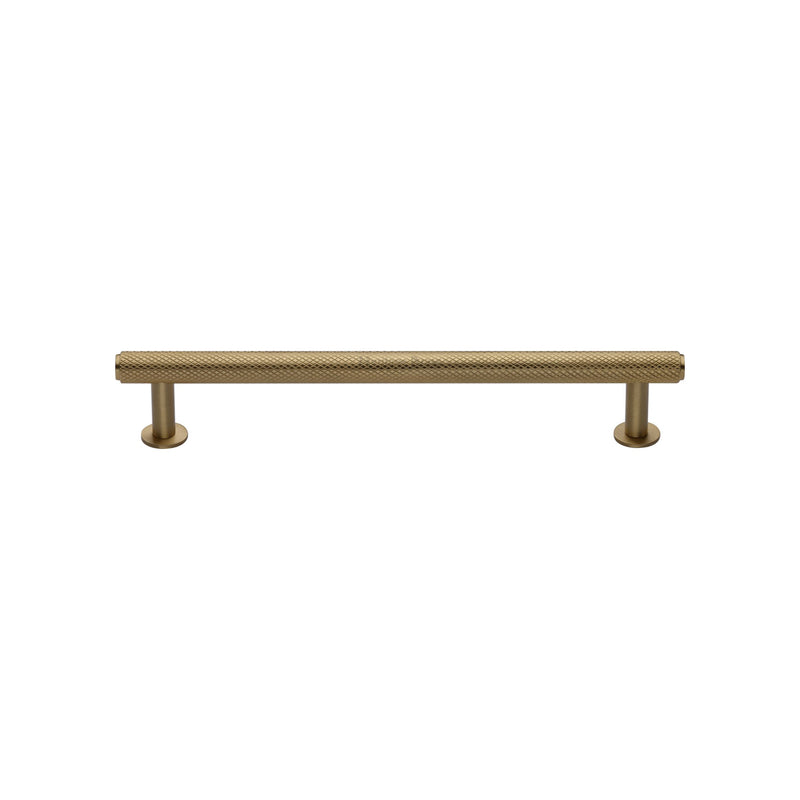 Heritage Brass Knurled Cabinet Pull Handle with Rose