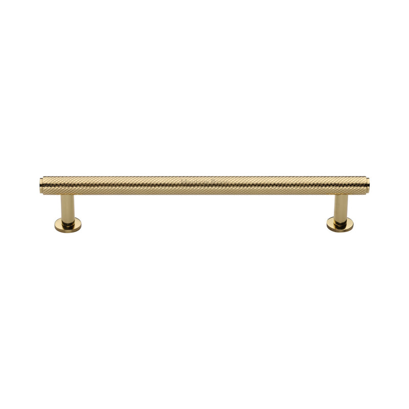 Heritage Brass Knurled Cabinet Pull Handle with Rose