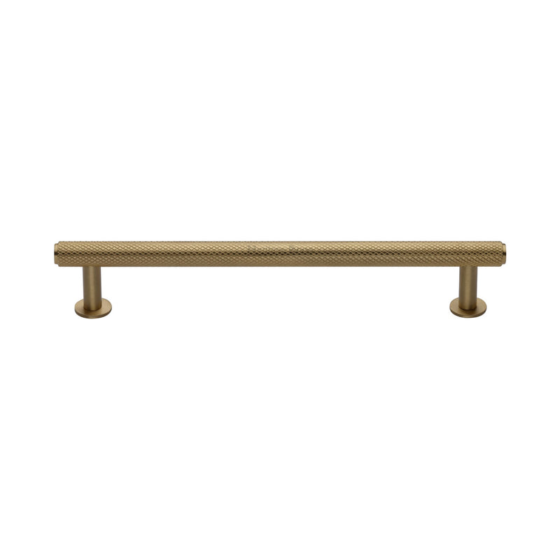 Heritage Brass Knurled Cabinet Pull Handle with Rose