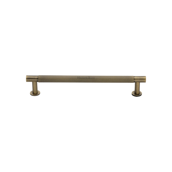 Heritage Brass Partial Knurled Cabinet Pull Handle with Rose