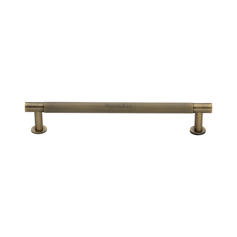 Heritage Brass Partial Knurled Cabinet Pull Handle with Rose